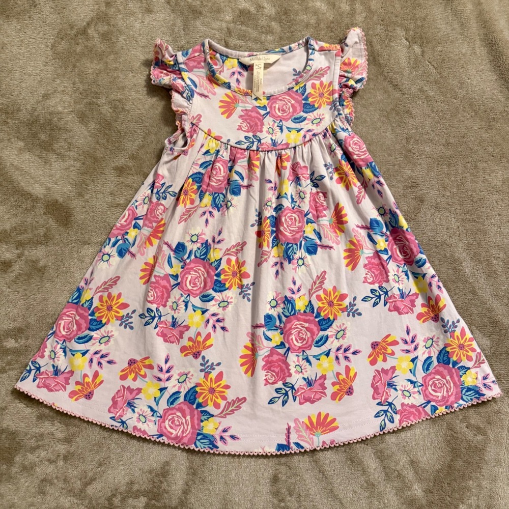Matilda Jane Lets Go Together Turning Purple Floral Flutter Sleeve Dress Kids 4